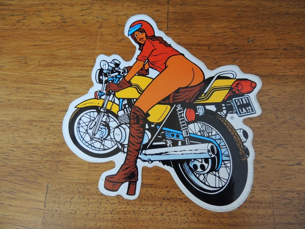 moto sexy pin up kermis sticker, Verzamelen, Ophalen of Verzenden, Zo goed als nieuw