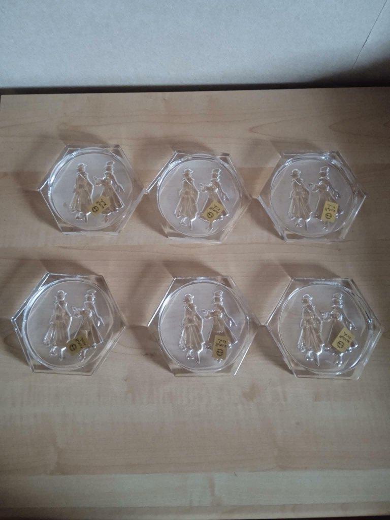 6 kristallen onderzetters kristal krisla lead crystal italie, Antiek en Kunst, Ophalen