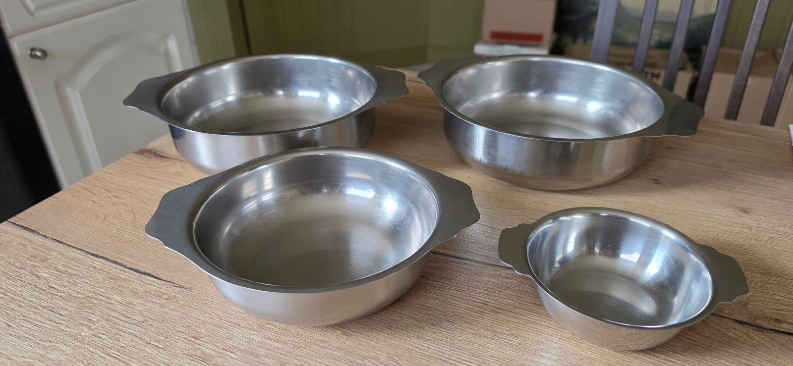 Set van 4 vintage schalen in rvs (inox), Ophalen of Verzenden