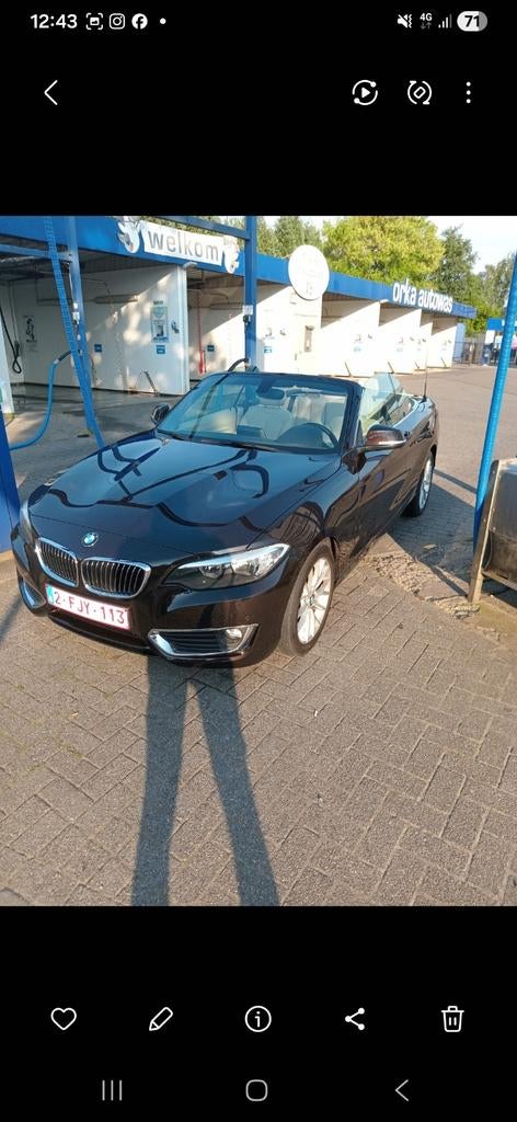 Te koop Bmw 220i cabrio jaar 2015 zeeeeerrrr goede staat, Auto's, Achterwielaandrijving, Beige, Overige kleuren, Leder