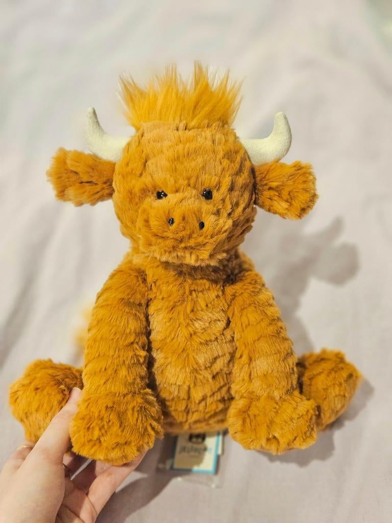 Jellycat Fuddlewuddle Highland Cow knuffel BNWT Zeldzaam, Jellycat, Overige karakters, Nieuw, Middelgroot (20 tot 80 cm)