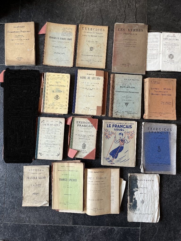 17 oude leerboeken Frans 1825 - 1947, Boeken, Ophalen of Verzenden, Frans