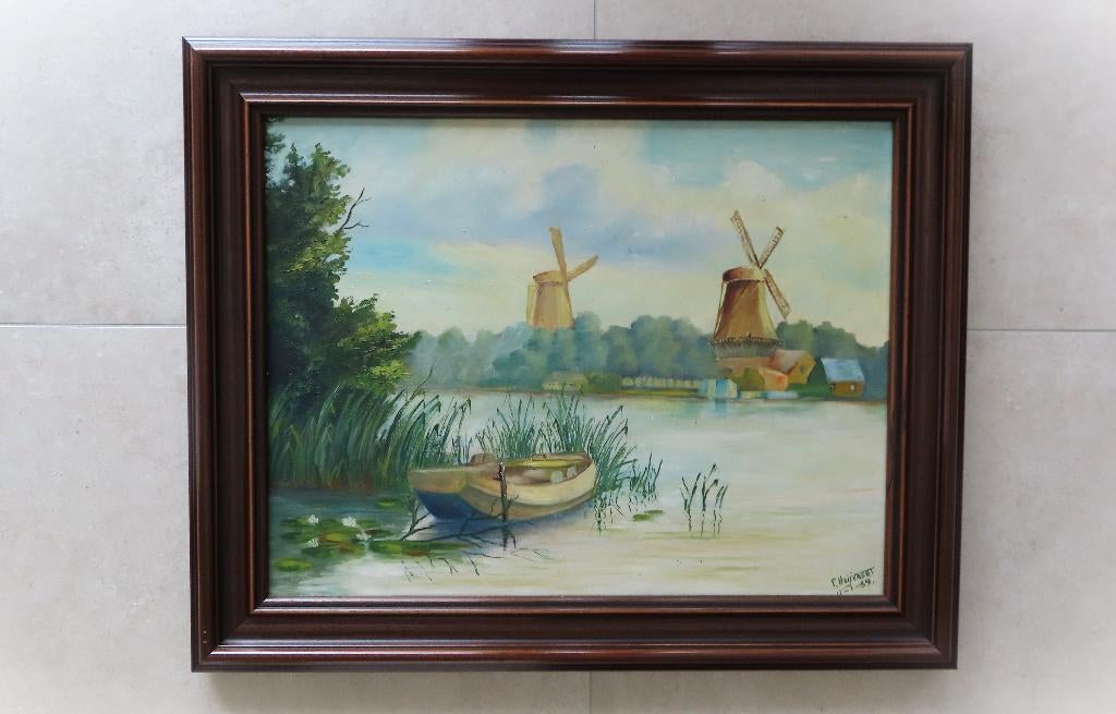 2 schilderijen F.Heyvaert  afm.60x75cm als nieuw!, Antiek en Kunst, Ophalen