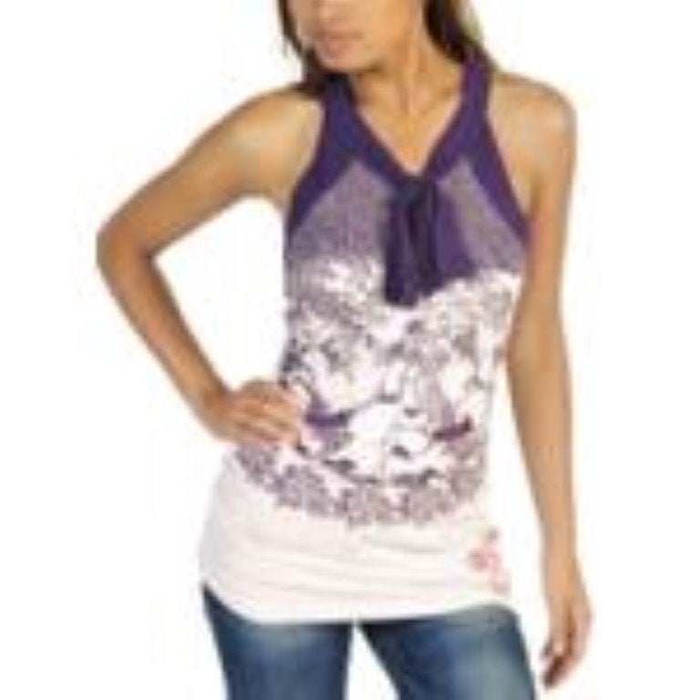Paars-beige topje van Pussy deluxe - Maat small, Enlèvement ou Envoi, Beige