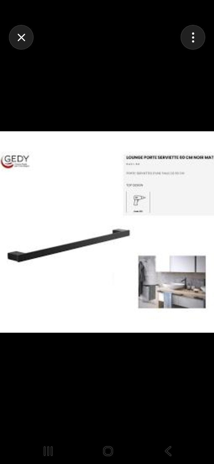 Porte-serviettes Gedy LOUNGE, Ophalen, Nieuw, Zwart