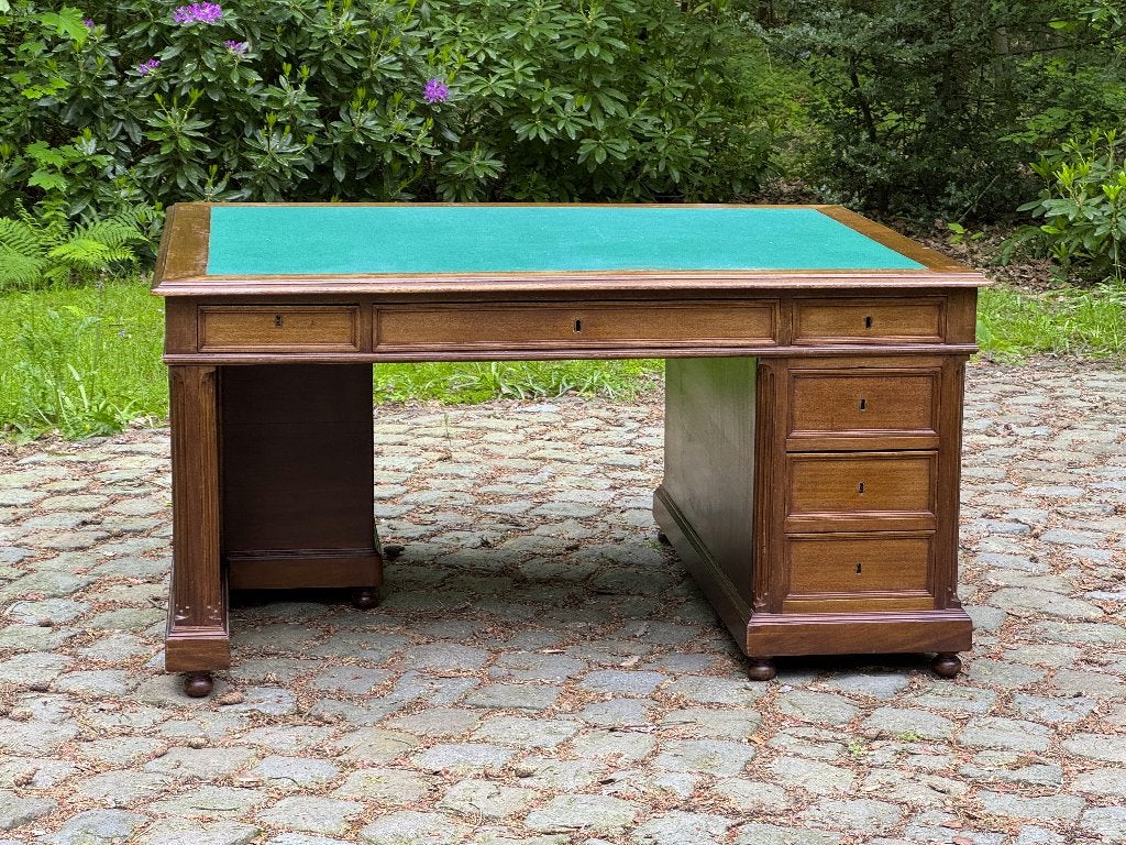 Partnerdesk 160x120 mahonie+eiken. 15 laden. Engels., Maison & Meubles, Bureaux, Utilisé, Bureau duo, Autres marques, Classique