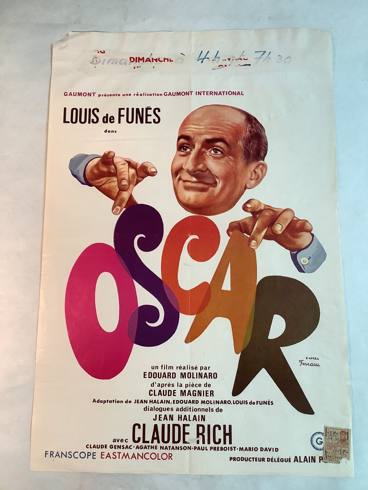Affiche du film OSCAR LOUIS DE FUNES 36-54 cm d'occasion, Collections, Enlèvement, Comme neuf