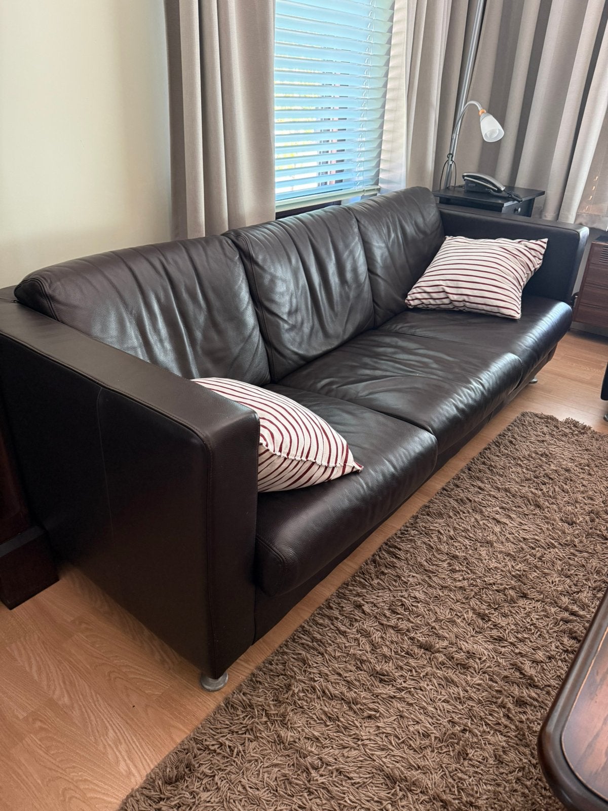 Zitbank leder 3+1+1, Ophalen, Driepersoons, 75 tot 100 cm, Rechte bank