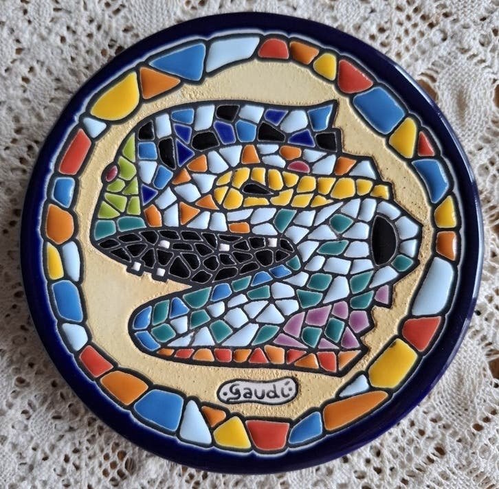 Spaans wandbordje, hagedis, Gaudi, park Güell , Barcelona, Collections, -, Utilisé, -, -