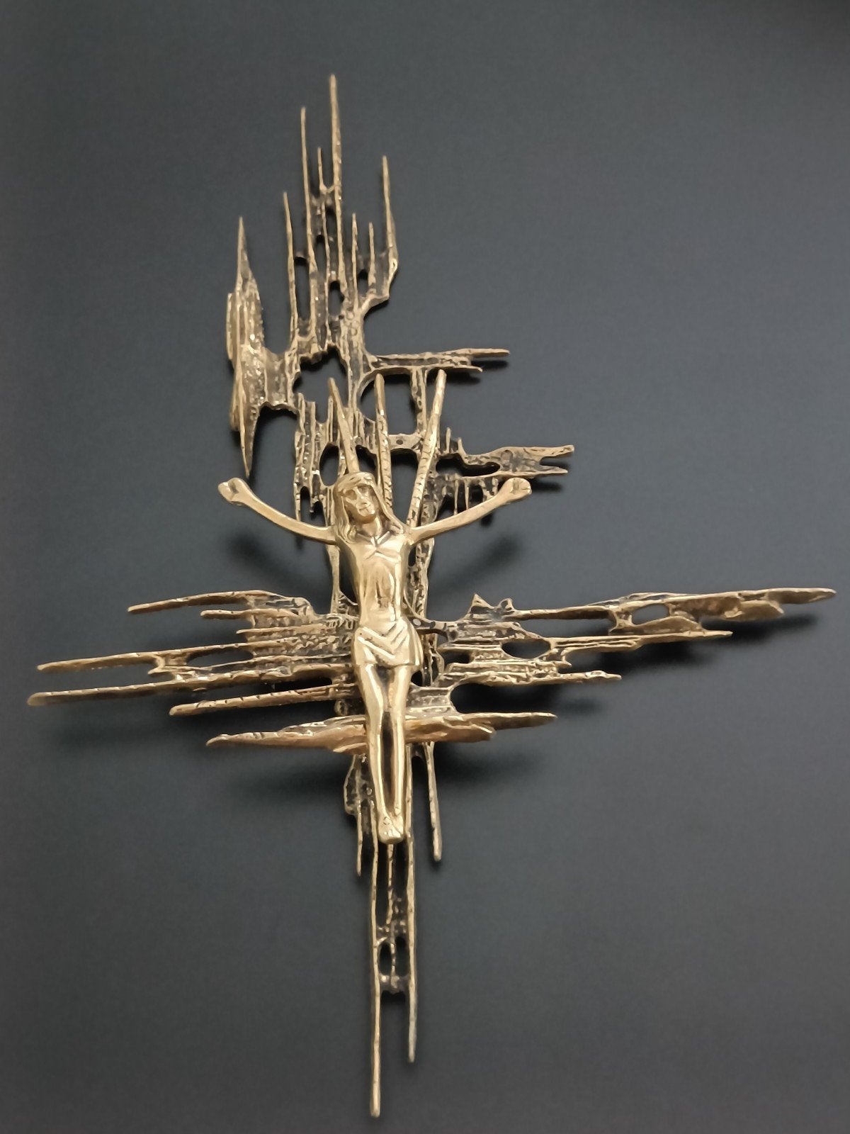 Vintage brutalist crucifix Salvador Dali after., Antiek en Kunst, Ophalen of Verzenden