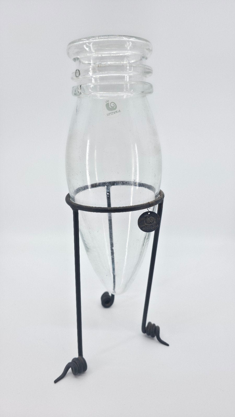 Vase amphore vintage Hysteria en fer forgé et verre, Enlèvement ou Envoi, Verre