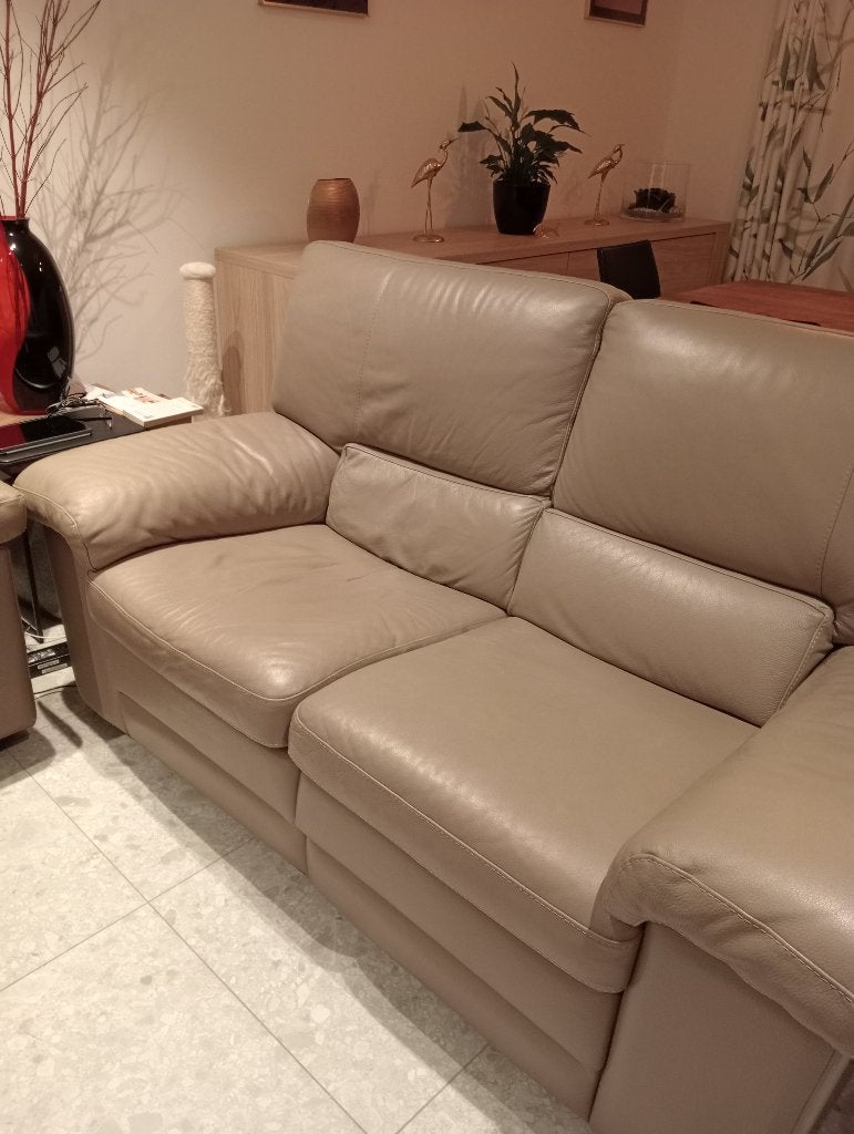 salon buffelleder, Huis en Inrichting, Ophalen, Gebruikt, Leer, Rechte bank