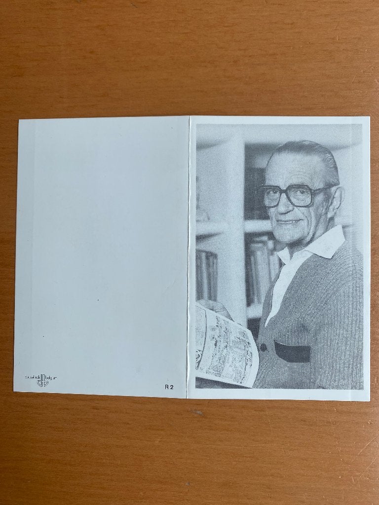 Rouwprentje Willy Vandersteen striptekenaar "Suske en Wiske", Collections, Enlèvement ou Envoi, Bob et Bobette, Comme neuf