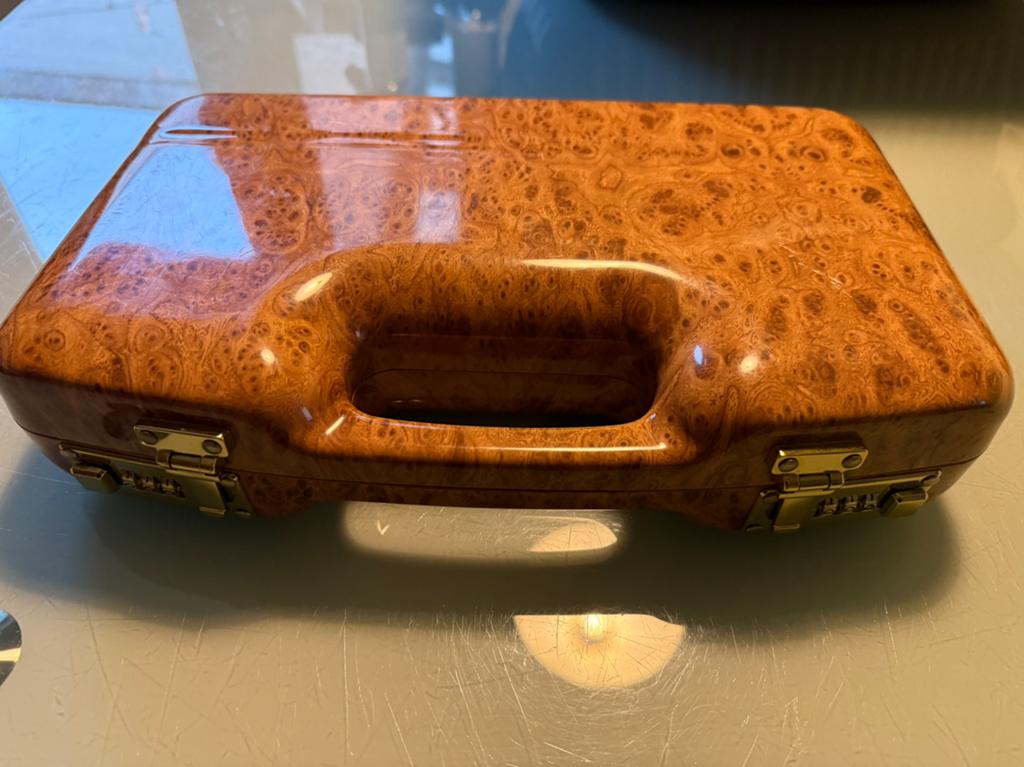 Vintage attachékoffer / documentenkoffer – burlwood look, Handtassen en Accessoires, Koffers, Ophalen, Gebruikt, Hard kunststof