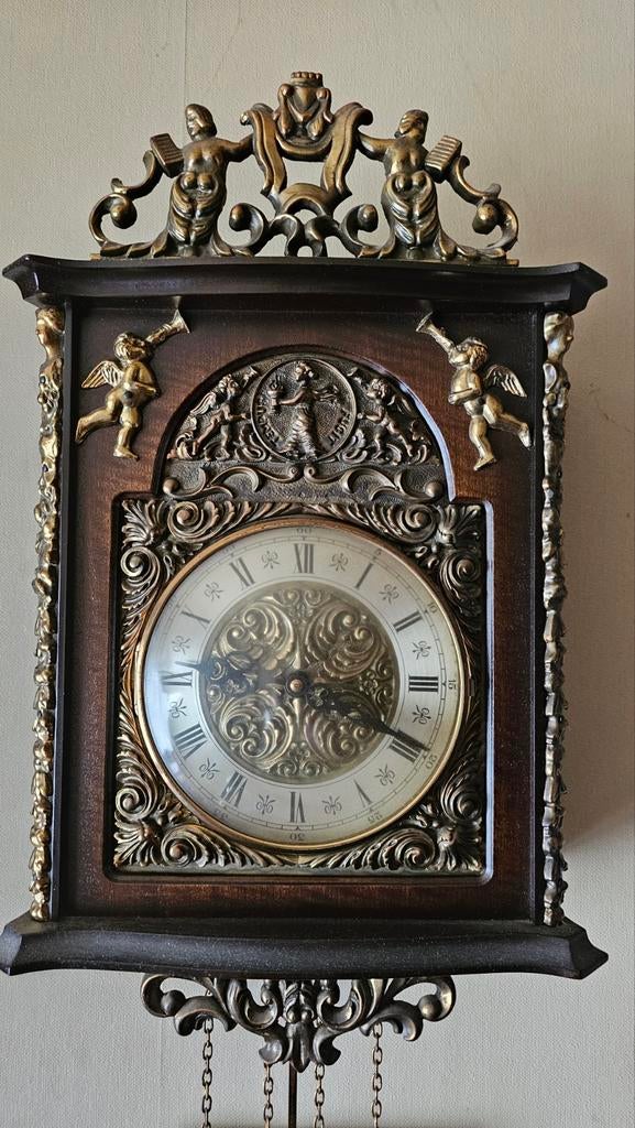 Oude wandklok met slinger, Antiek en Kunst, Ophalen