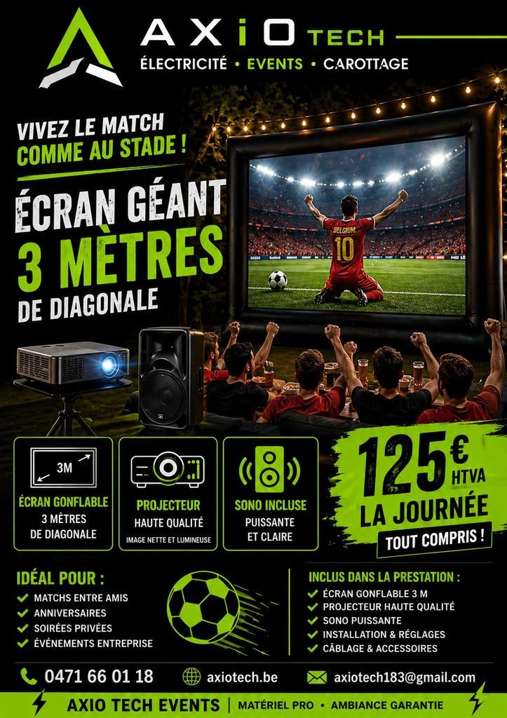Écran geant. Football.  Cinéma. Mariage, Enlèvement