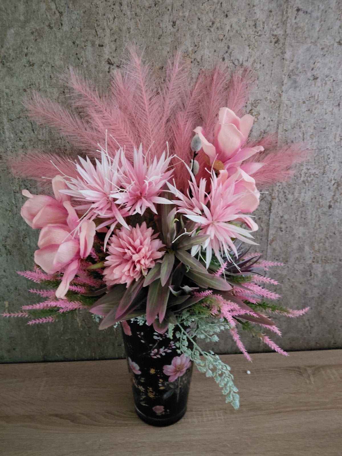 rozen kunstbloemen in vaas, Glas, Ophalen, Boeket, Roze