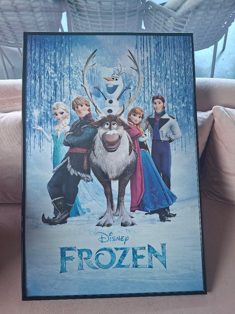Ingekaderde poster Frozen Disney, Verzamelen, Ophalen, Met lijst, Deurposter of groter, Film en Tv