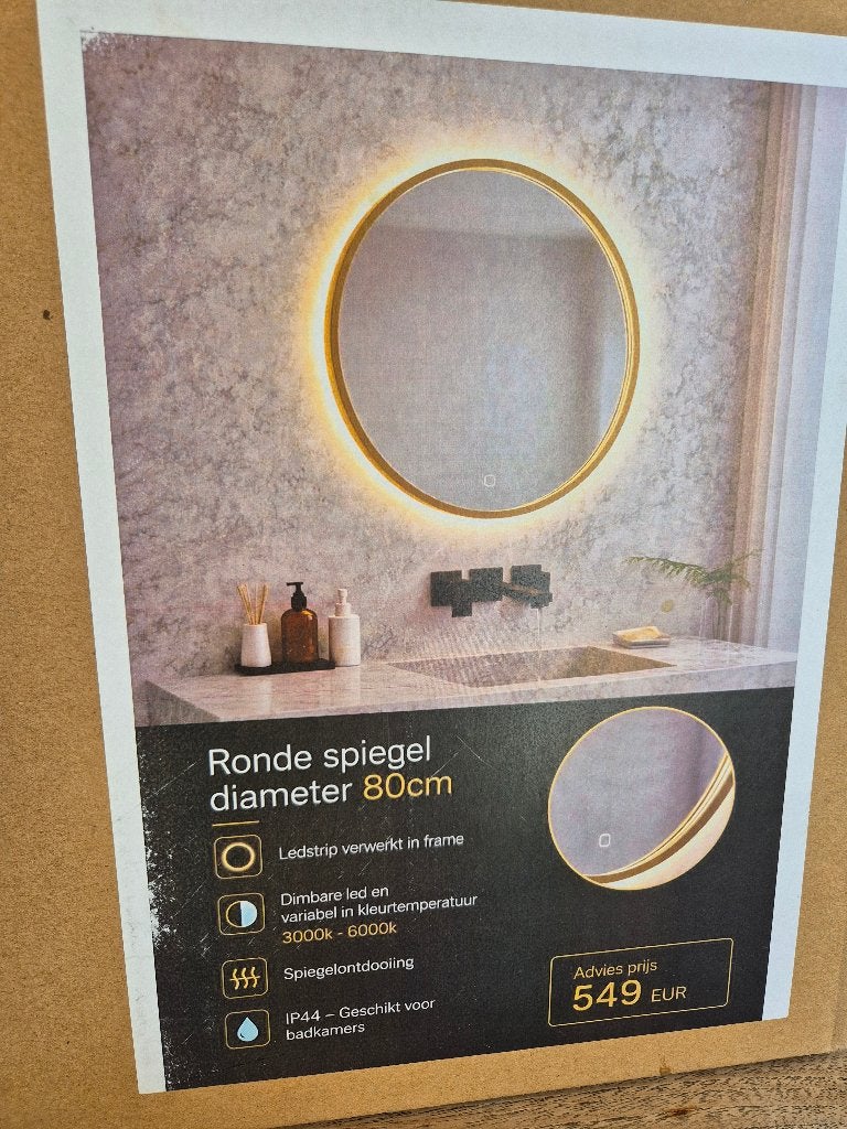miroir de salle de bain, Neuf, Enlèvement ou Envoi, Moins de 100 cm, Rond