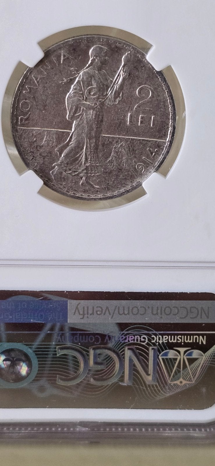 2 Lei Silver Roemenië 1914, Postzegels en Munten, Ophalen of Verzenden, Munten