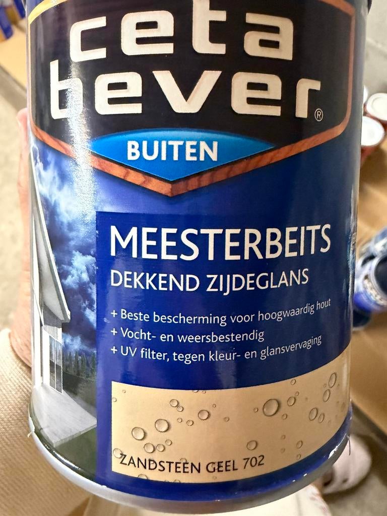 Cetabever dekkende beits zandsteen geel 0,75liter, Ophalen of Verzenden, Nieuw, Hout, Geel