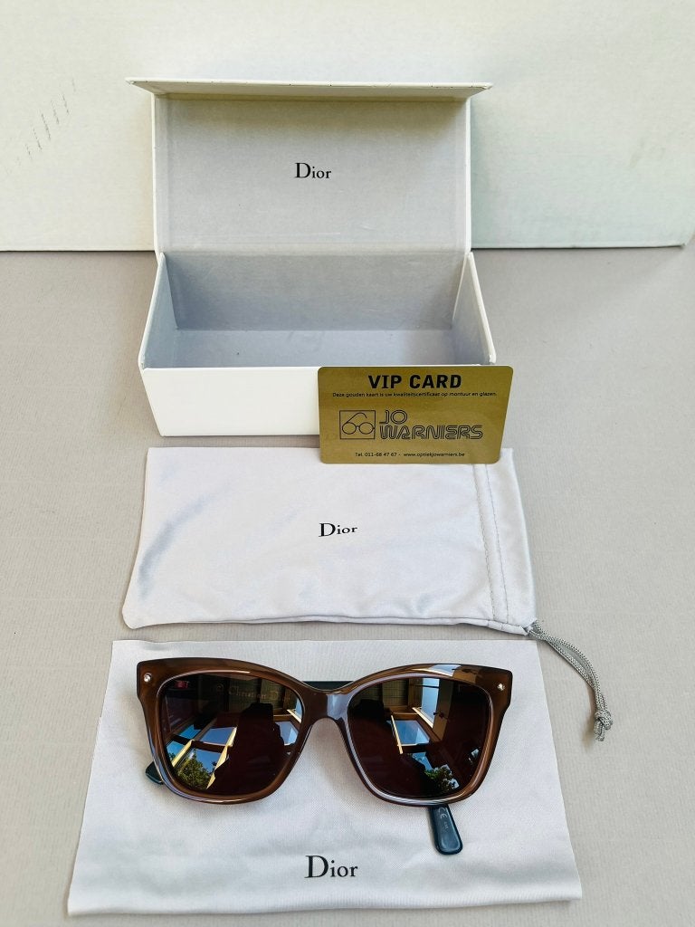 Originele Christian Dior zonnebril op sterkte compleet, Gebruikt, Zonnebril, Bruin, Ophalen of Verzenden