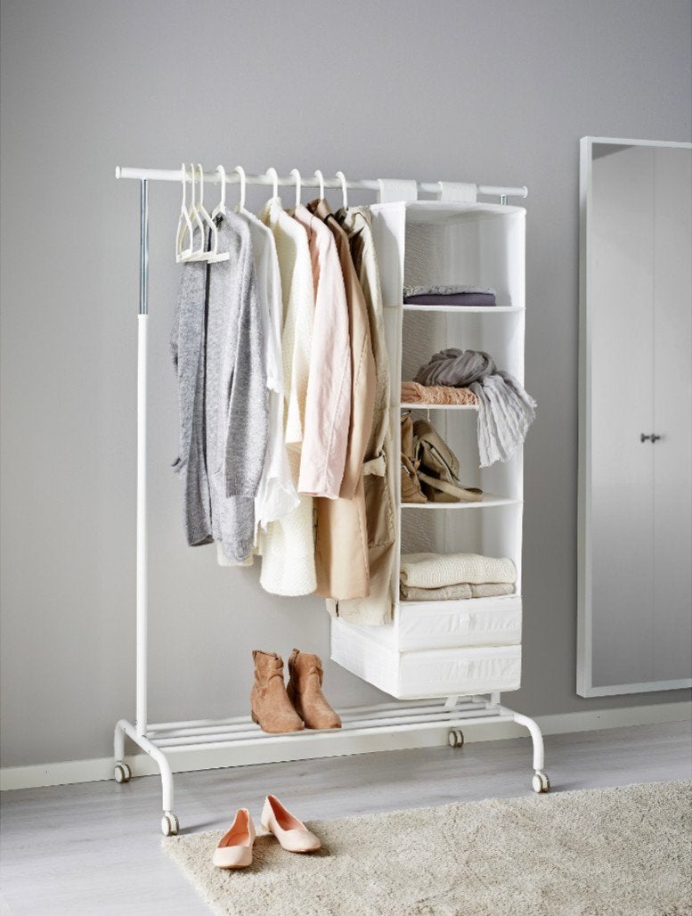 Kledingrek Rigga Ikea wit + 8 kapstokken, Enlèvement