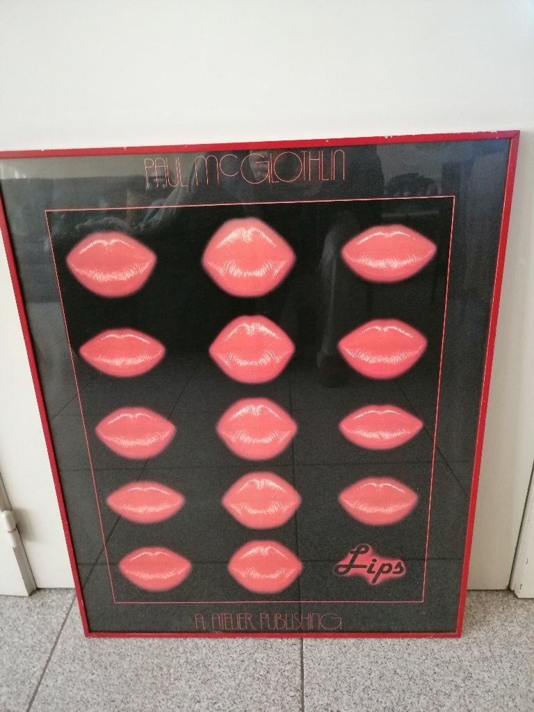 poster lippen, Antiek en Kunst, Kunst | Schilderijen | Modern, Ophalen of Verzenden, Achter glas, Print, Abstract