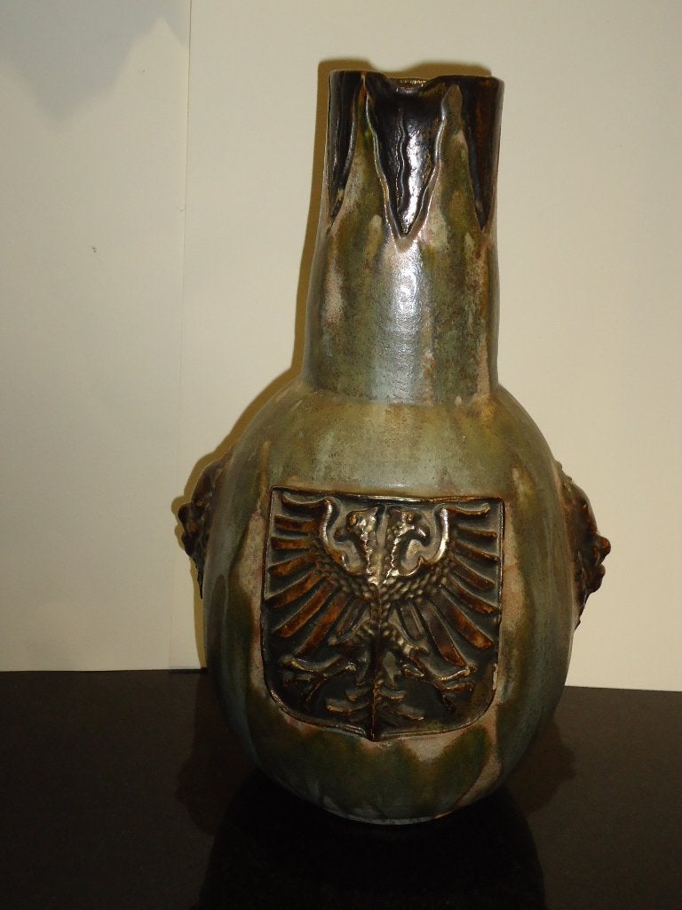 Art Déco ca 1930 vase cruche signé Sylvain Hublet Bouffioulx, Antiquités & Art, Enlèvement ou Envoi