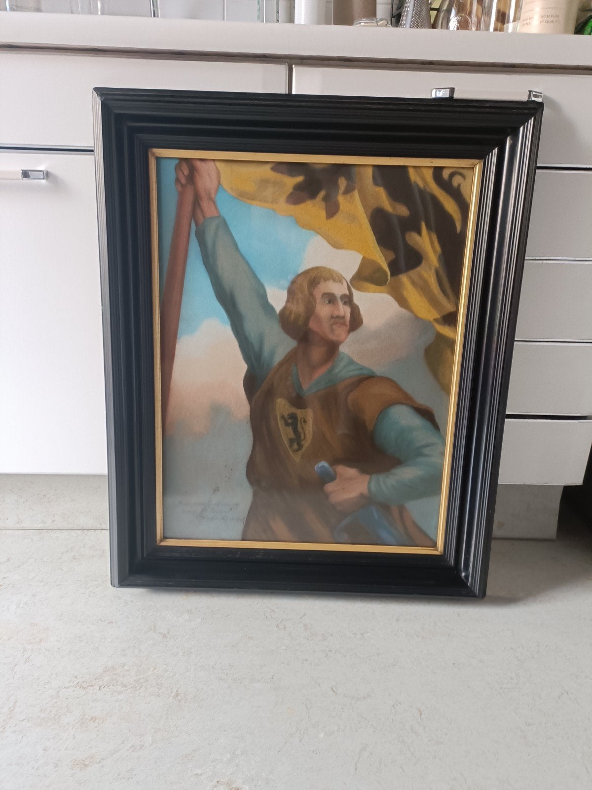 Peinture/dessin ancien dans un cadre magnifique, Enlèvement, Dessin