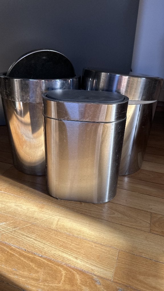 Lot de 3 poubelles IKEA en inox, Maison & Meubles, Inox, Moins de 10 litres, Enlèvement, Utilisé