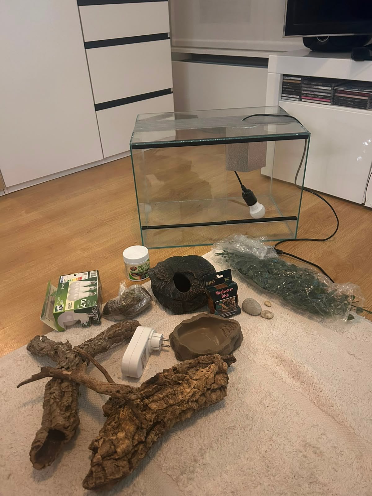 Terrarium compleet met toebehoren te koop, Dieren en Toebehoren, Ophalen, Zo goed als nieuw, Verlichting