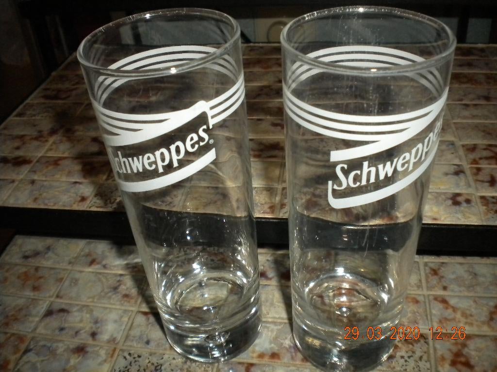 Glazen : Schweps (2st.) + Parasol (2st.) + Coca-cola (3st.), Divers, Lots de brocante, Enlèvement