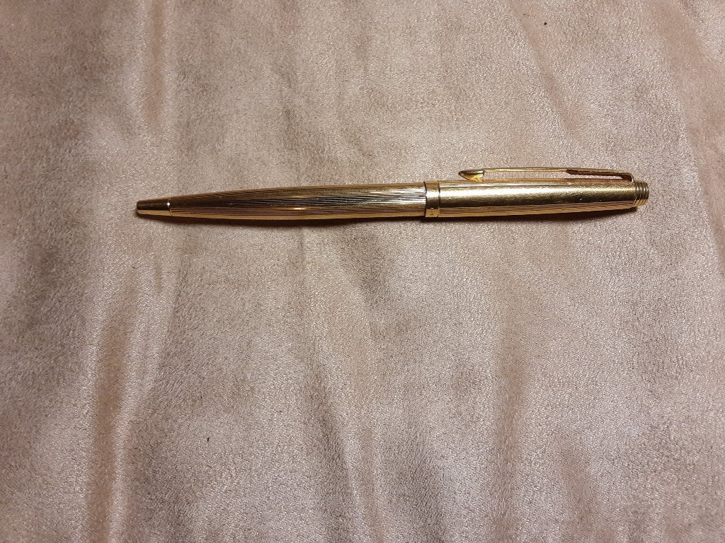 Parker 75 Gold Plated Striped BP, Verzamelen, Ophalen of Verzenden, Gebruikt, Balpen, Parker