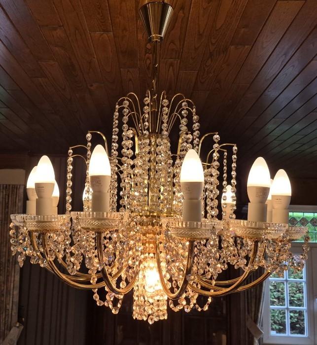 Kristallen luchter, Huis en Inrichting, Lampen | Kroonluchters, Ophalen, Zo goed als nieuw, Overige materialen