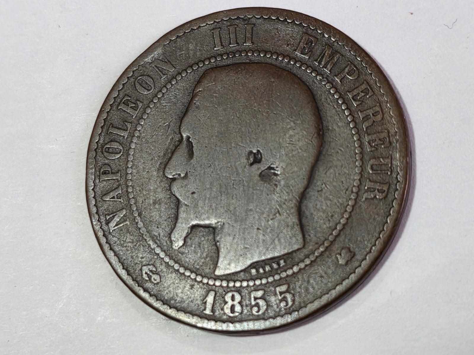 10 cent 1855a Frankrijk, Timbres & Monnaies, Monnaies | Europe | Monnaies euro, Enlèvement ou Envoi, France, 10 centimes