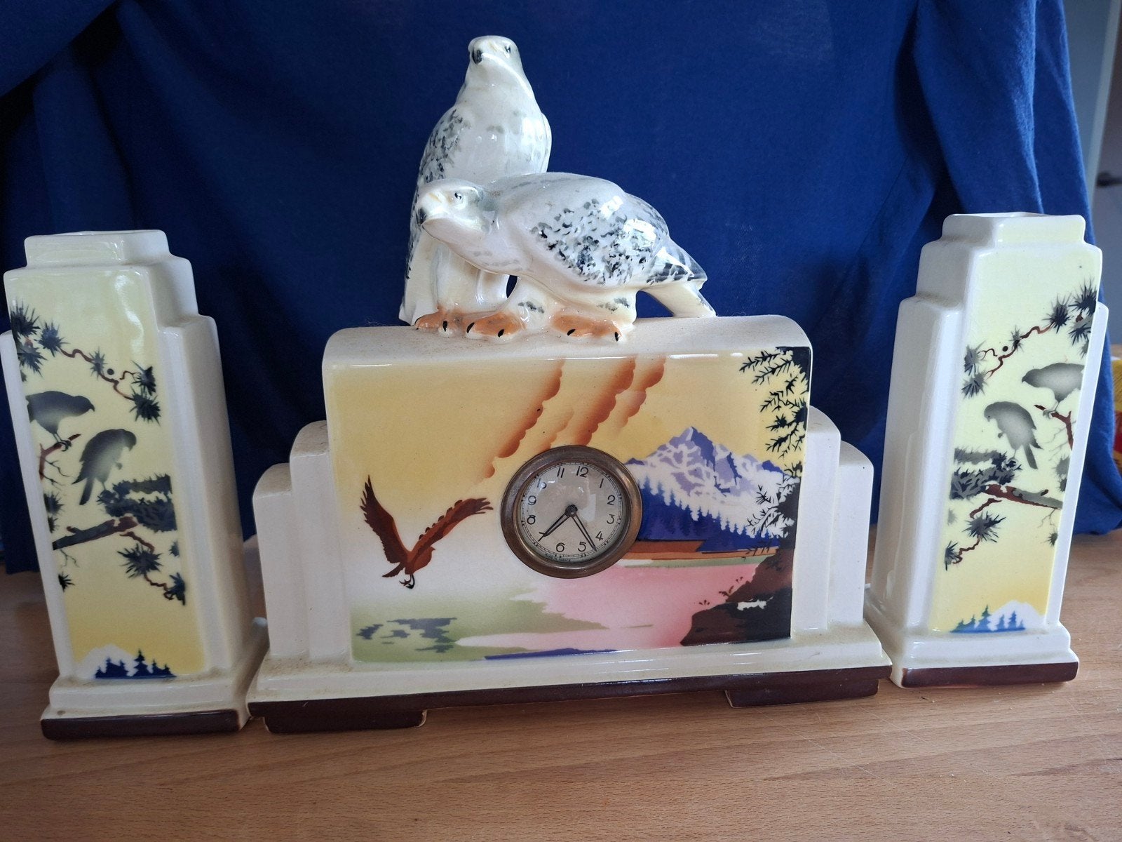art deco klok met 2 vazen Bihl, Antiek en Kunst, Ophalen