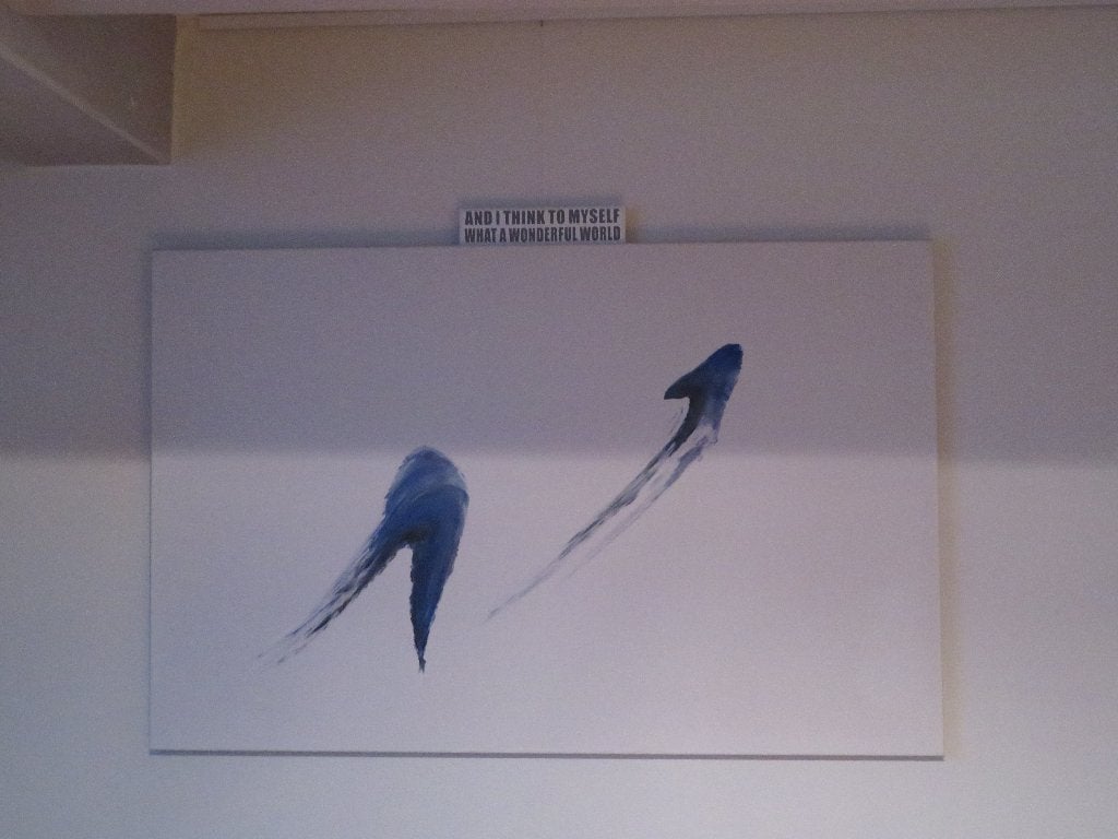 Grand tableau 'EAU' 90/140, Peinture acrylique, Autres matériaux, Enlèvement, Peint à la main