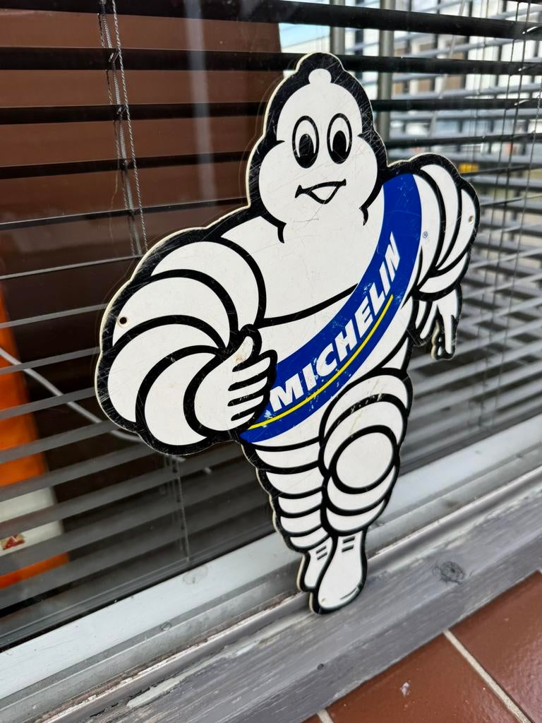 Michelin Bibendum oud reclamebord, Verzamelen, Ophalen of Verzenden, Gebruikt, Reclamebord