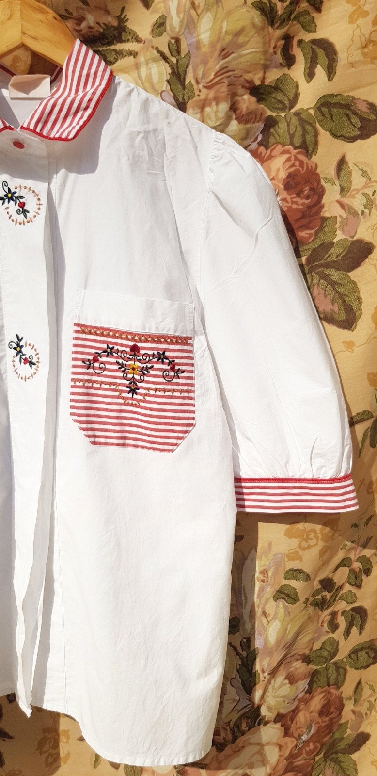 Chemise blanche vintage broderie, Kleding | Dames, Maat 38/40 (M), Wit, Ophalen of Verzenden, Zo goed als nieuw
