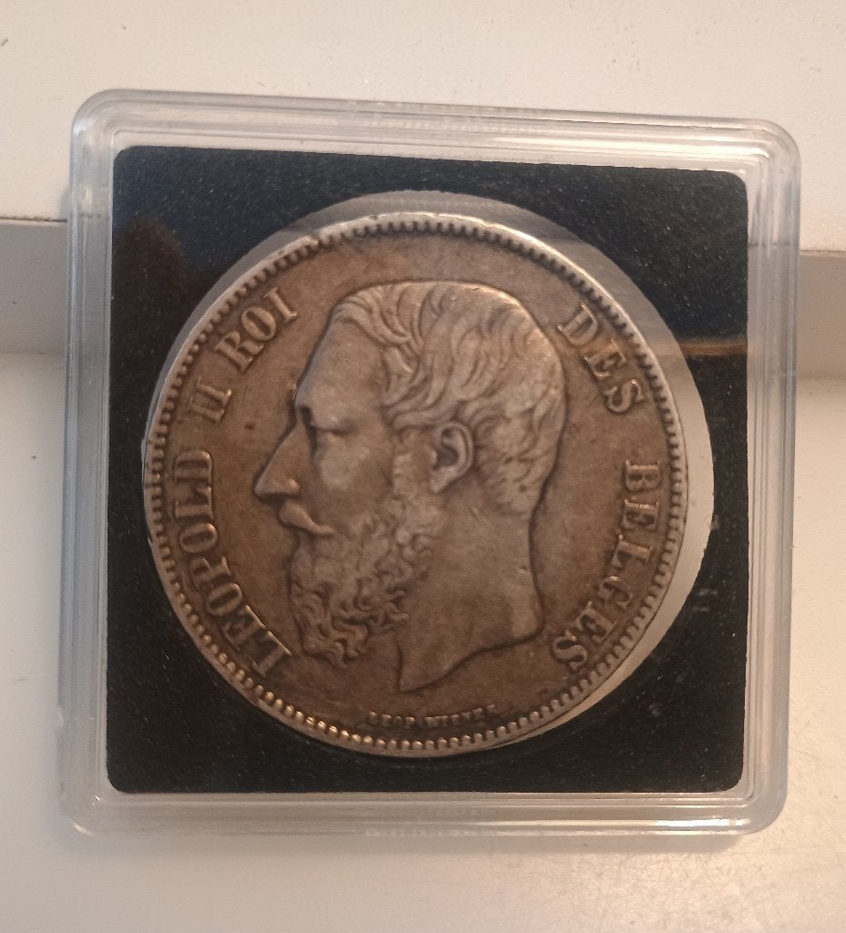 Belgische munt Leopold II 5fr Zilver 1870, Ophalen of Verzenden, Zilver, Zilver