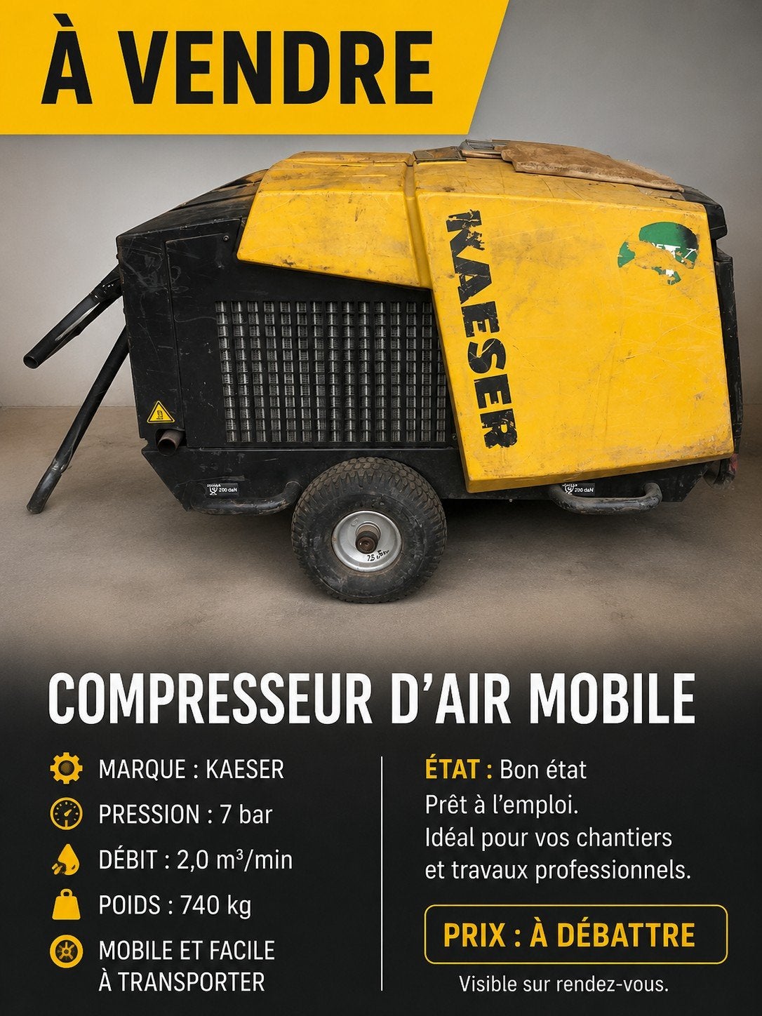 mobiele luchtcompressor, Ophalen of Verzenden, Gebruikt