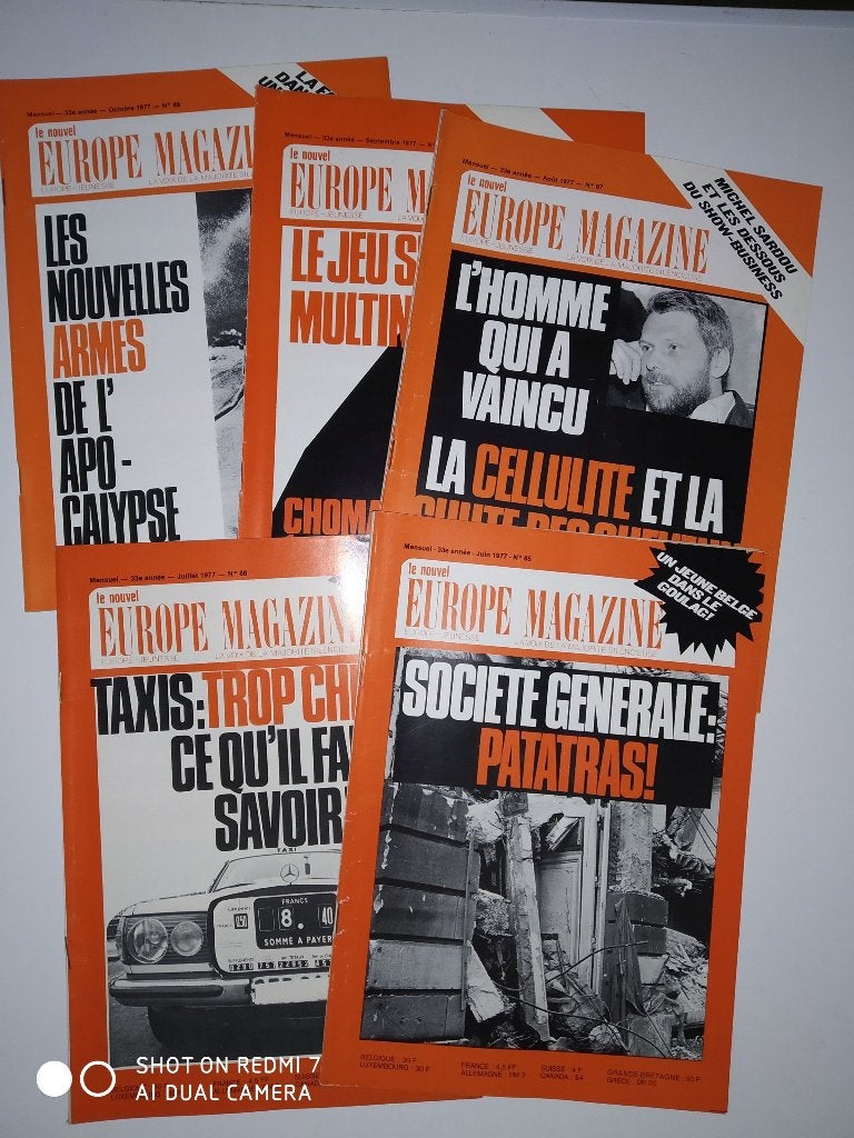 Le Nouvel EUROPE MAGAZINE 1977 lot de 5., Collections, Revues, Journaux & Coupures, Enlèvement ou Envoi, 1960 à 1980, Journal ou Magazine