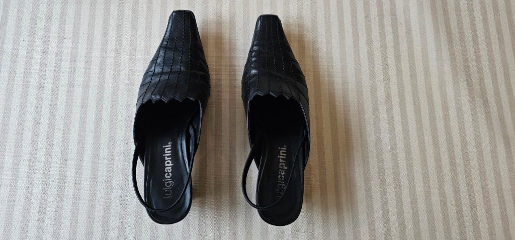 Italiaanse designschoenen, Luigi Caprini, zwart leder, 37, Comme neuf, Enlèvement, Luigi Caprini, Noir