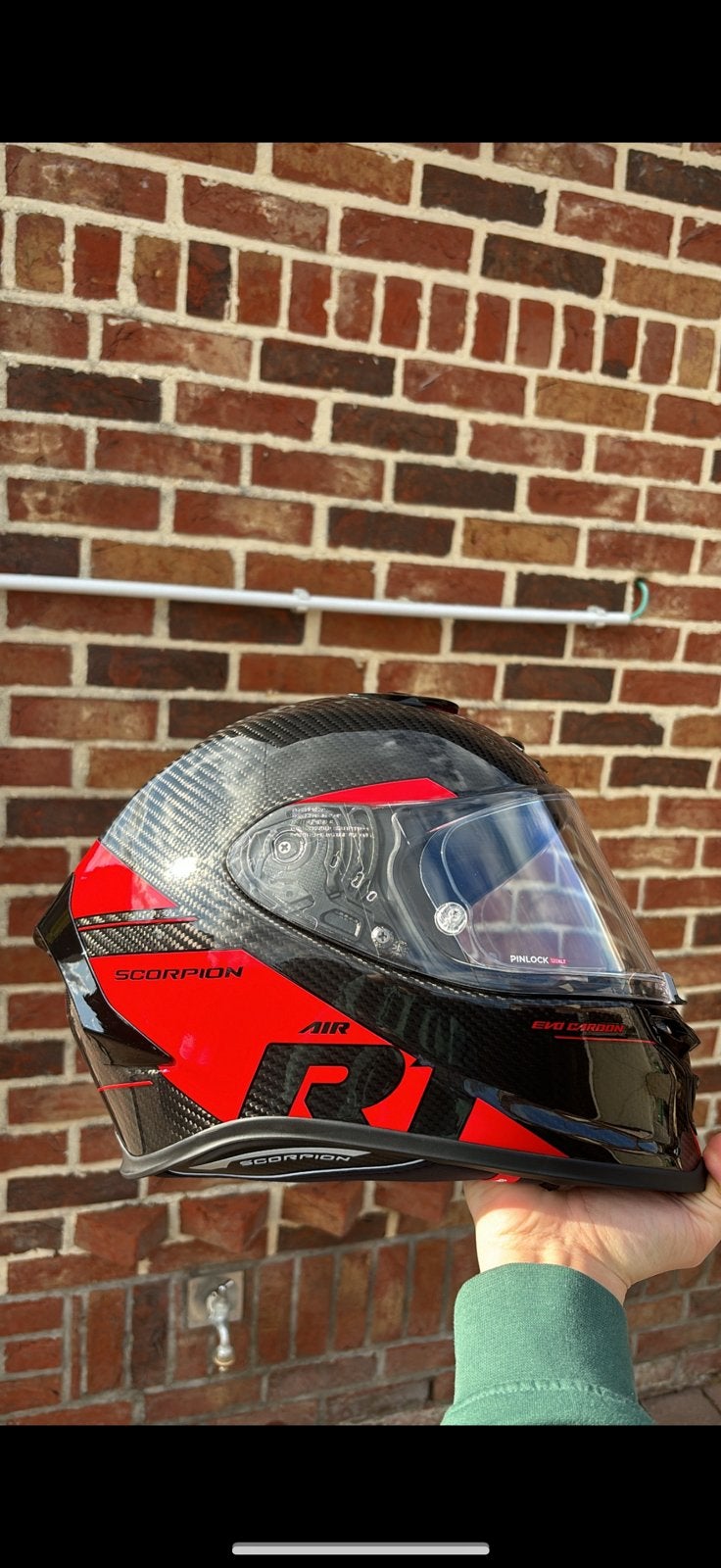 Scorpion exo-R1 evo carbon air helm, Motoren, Ophalen, L, Integraalhelm, Overige merken