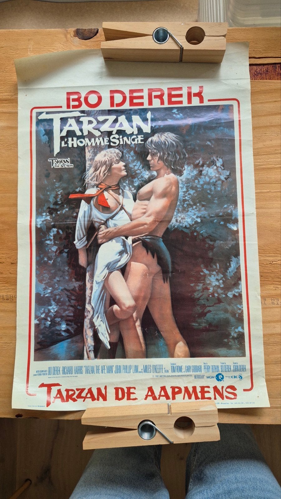 Oude affiche Tarzan 1981, Verzamelen, Ophalen of Verzenden, A1 t/m A3, Film en Tv, Rechthoekig Staand