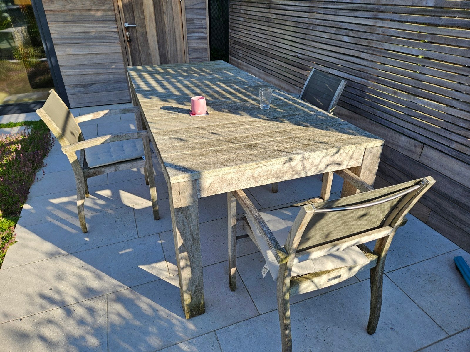 Tafel (2m40 op 100) en stoelen uit vol hout, Ophalen, Hout