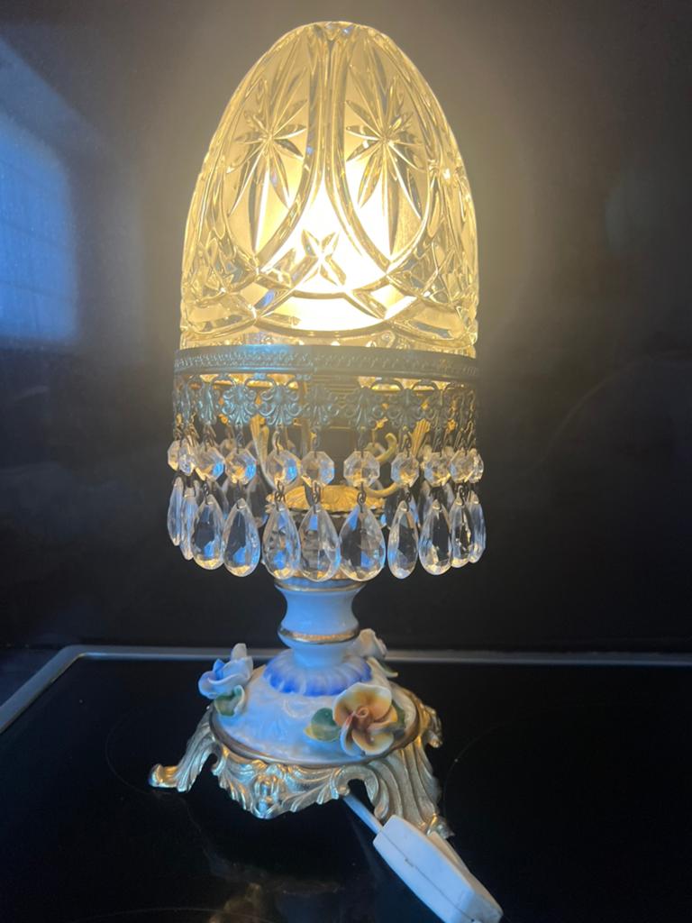Antieke lampadair kristal, Ophalen, Zo goed als nieuw
