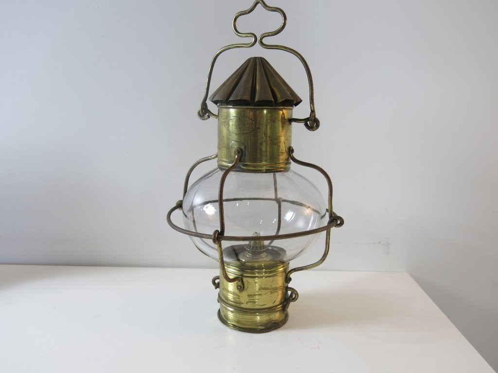 Lampe de navire en cuivre Baasrode Bostroeneir D.Desmedt, Enlèvement ou Envoi, Utilisé