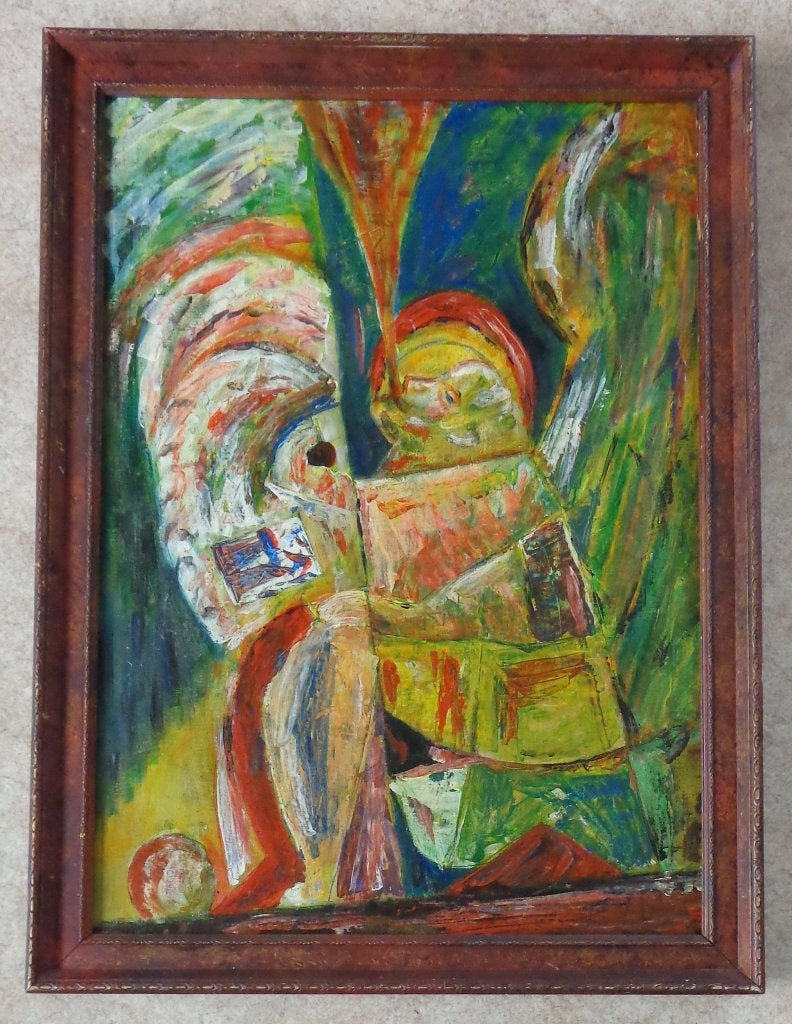 FR. VAN MEIRVENNE / FIGUREN / OLIEVERF / 78x58cm / KADER SIG, Antiquités & Art, Figures, Autres matériaux, Enlèvement, Peinture à l'huile